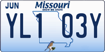 MO license plate YL1O3Y