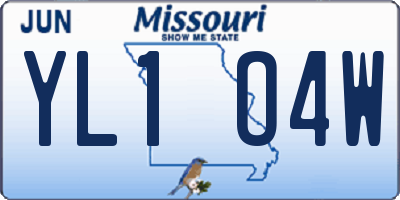 MO license plate YL1O4W