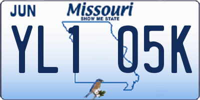 MO license plate YL1O5K