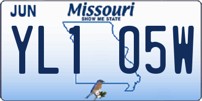 MO license plate YL1O5W