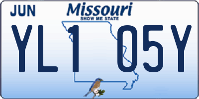 MO license plate YL1O5Y