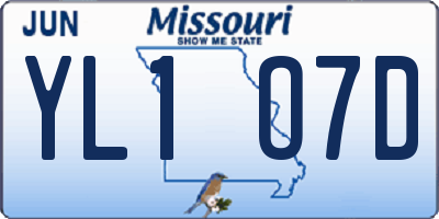 MO license plate YL1O7D
