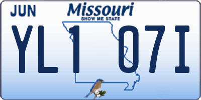 MO license plate YL1O7I