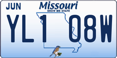 MO license plate YL1O8W