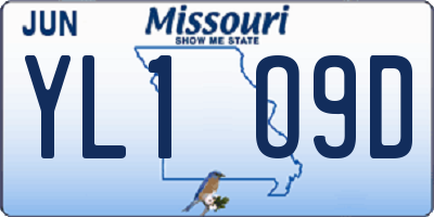 MO license plate YL1O9D