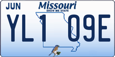 MO license plate YL1O9E