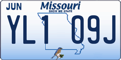 MO license plate YL1O9J