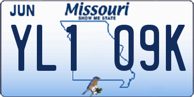 MO license plate YL1O9K