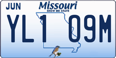 MO license plate YL1O9M