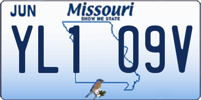 MO license plate YL1O9V