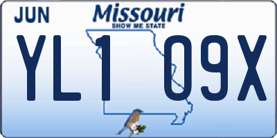 MO license plate YL1O9X