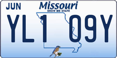 MO license plate YL1O9Y