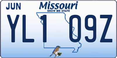 MO license plate YL1O9Z