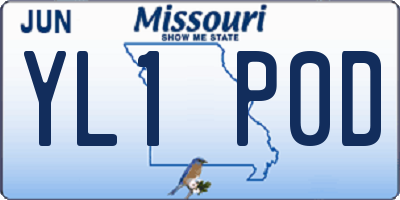 MO license plate YL1P0D