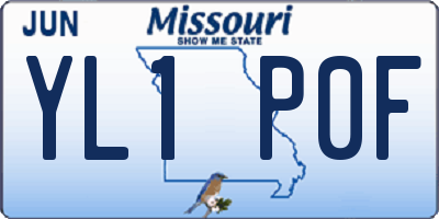 MO license plate YL1P0F
