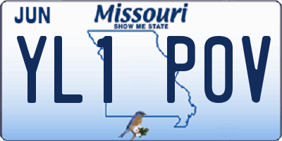 MO license plate YL1P0V