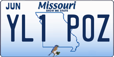MO license plate YL1P0Z