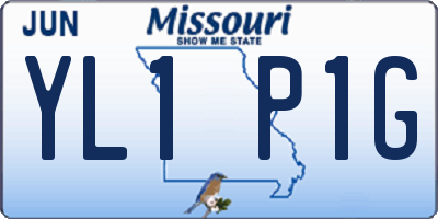 MO license plate YL1P1G