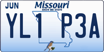 MO license plate YL1P3A