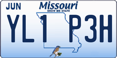 MO license plate YL1P3H