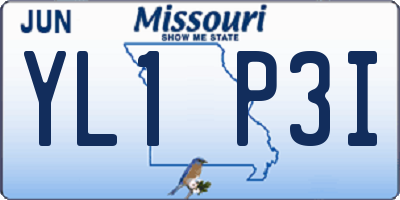 MO license plate YL1P3I