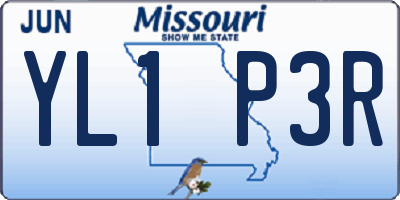 MO license plate YL1P3R