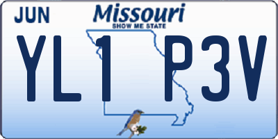 MO license plate YL1P3V