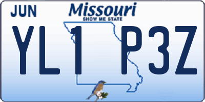 MO license plate YL1P3Z