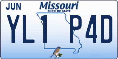 MO license plate YL1P4D