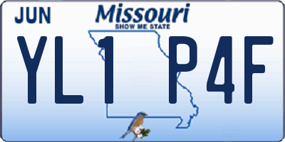 MO license plate YL1P4F