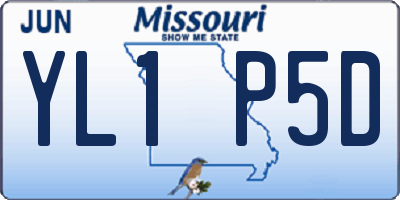 MO license plate YL1P5D