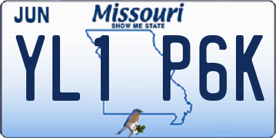 MO license plate YL1P6K