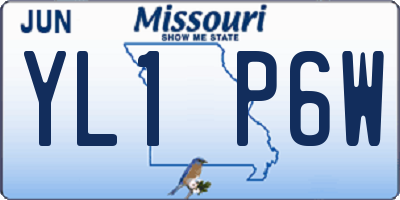 MO license plate YL1P6W