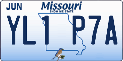 MO license plate YL1P7A