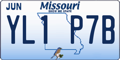 MO license plate YL1P7B