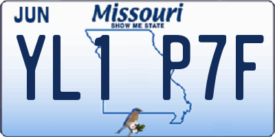 MO license plate YL1P7F