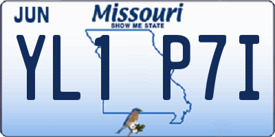 MO license plate YL1P7I