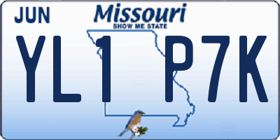 MO license plate YL1P7K