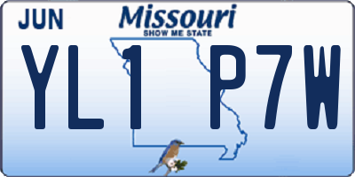 MO license plate YL1P7W