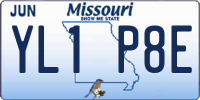 MO license plate YL1P8E