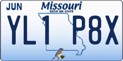 MO license plate YL1P8X