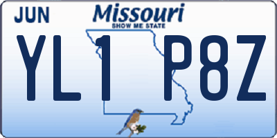 MO license plate YL1P8Z