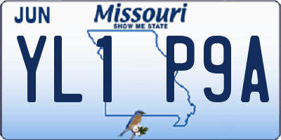 MO license plate YL1P9A