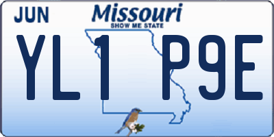 MO license plate YL1P9E