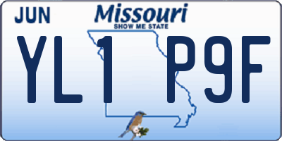 MO license plate YL1P9F