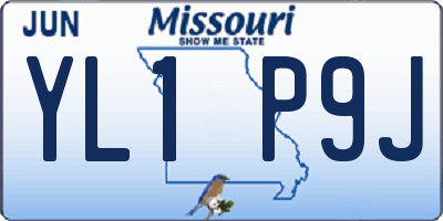 MO license plate YL1P9J