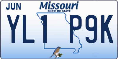 MO license plate YL1P9K