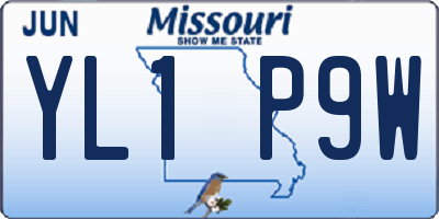 MO license plate YL1P9W