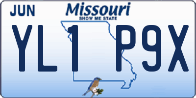 MO license plate YL1P9X