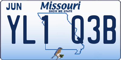 MO license plate YL1Q3B